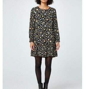 Universal Thread Black Floral Long Sleeve‎ Tiered Ruffle Dress Size M